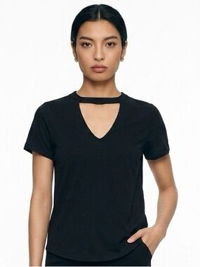 LUSH | Short Sleeve Black Choker Tee Cutout Women’s Size Large